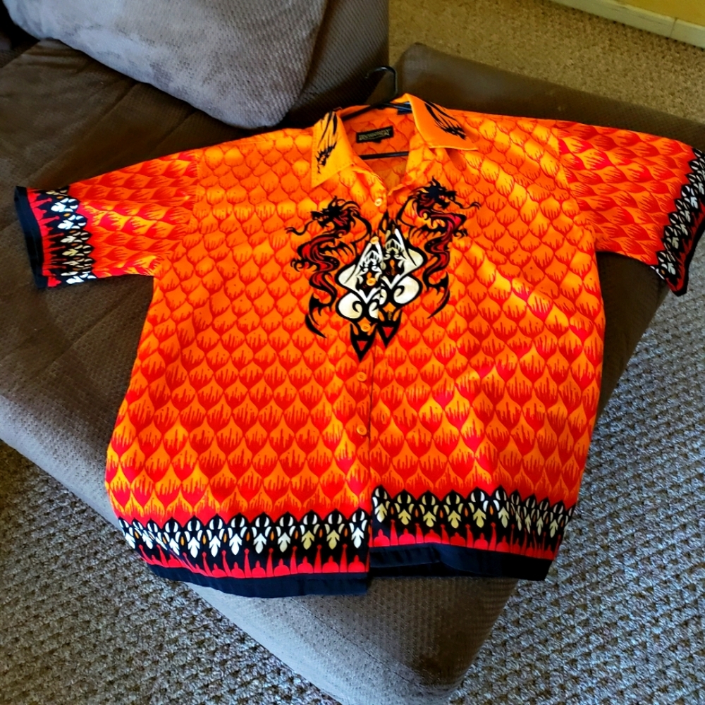 MENS TRIBAL DESIGN BOWLING SHIRT